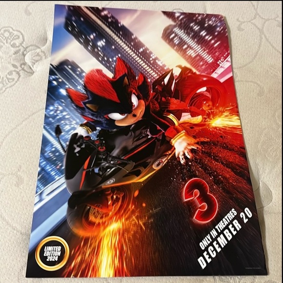 Sonic 3: THREE Shadow Movie poster 2024 Keanu Reeves. 12 x 18 - Picture 5 of 13